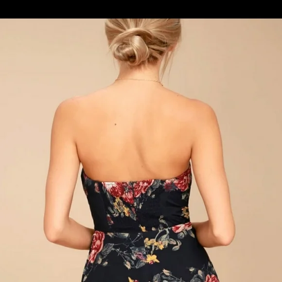 Lulus Strapless Navy Floral Mini Dress Size XS - Picture 2 of 14